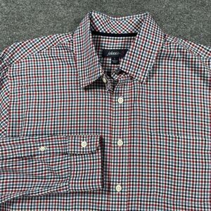 Johnnie-O Plaid Button Long Sleeve Shirt Red Blue Men’s Large